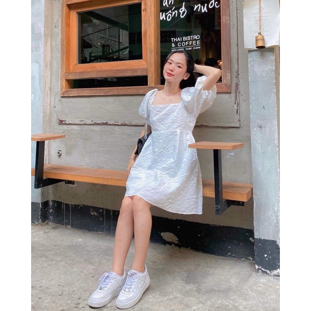 ĐẦM XINH DOLL DRESS form babydoll xoè nhẹ thiết kế tay bồng chất vải gấm in hoa