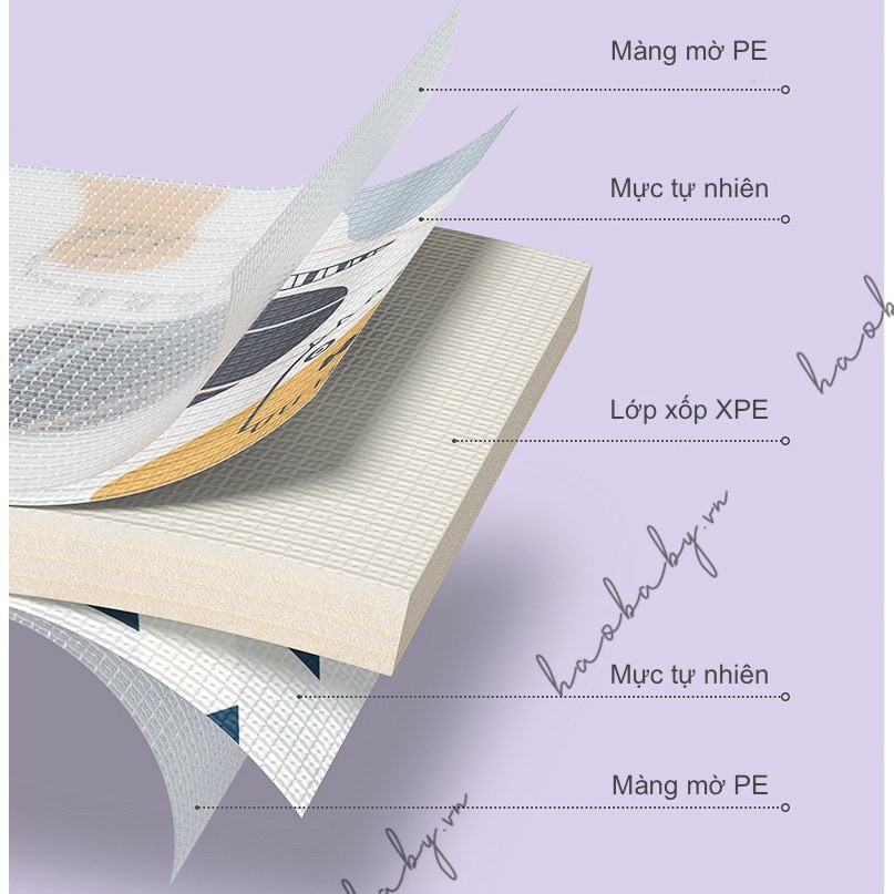 Thảm  Chơi cho bé Umoo xốp XPE - Dày 1,5cm, Cuộn Tròn, Không Mùi, Không Thấm Nước