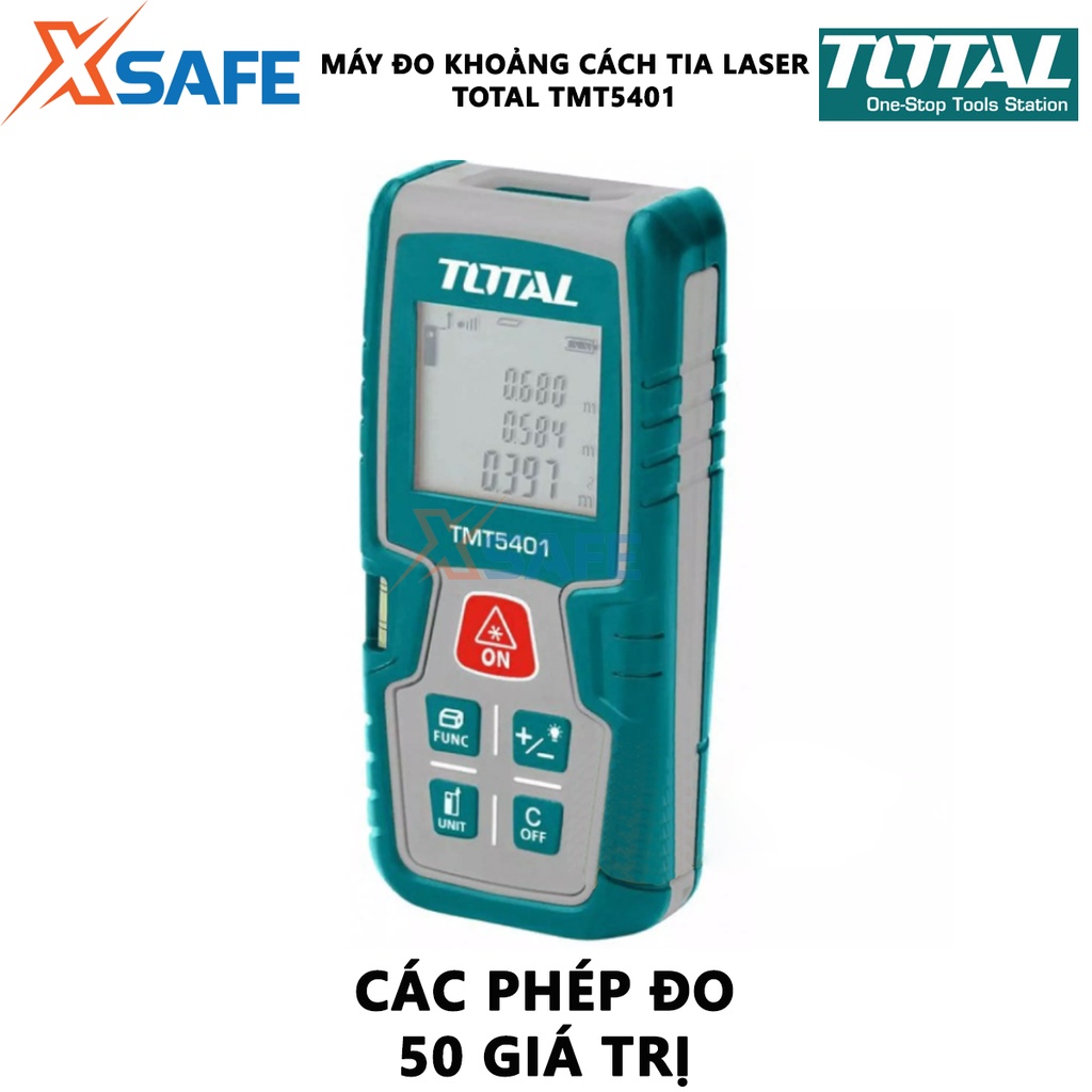 Máy đo khoảng cách tia laser TOTAL TMT540 Thiết bị đo lường Laser kỹ thuật số, phạm vi đo 0.2-40m các phép đo 50 giá trị