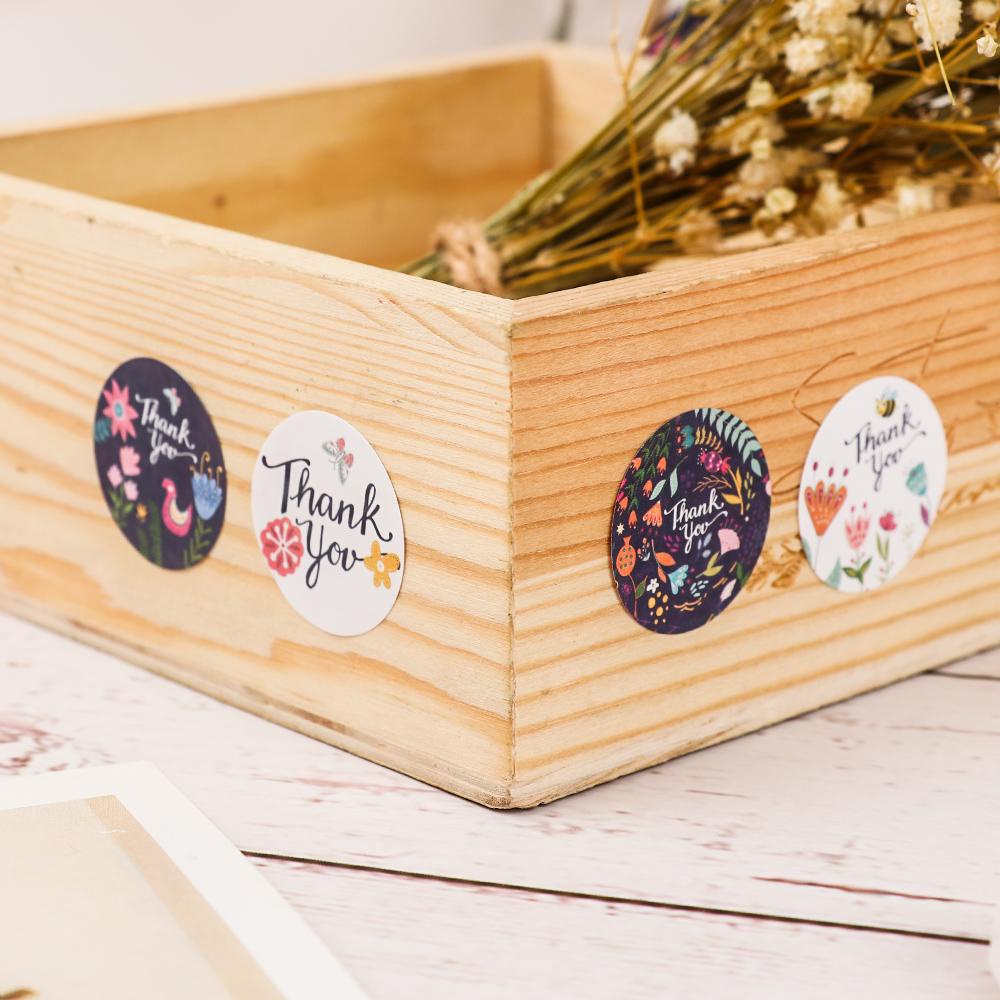 PISTA Cuộn 500 Miếng Dán Trang Trí Hộp Quà In Chữ Handmade Xinh Xắn