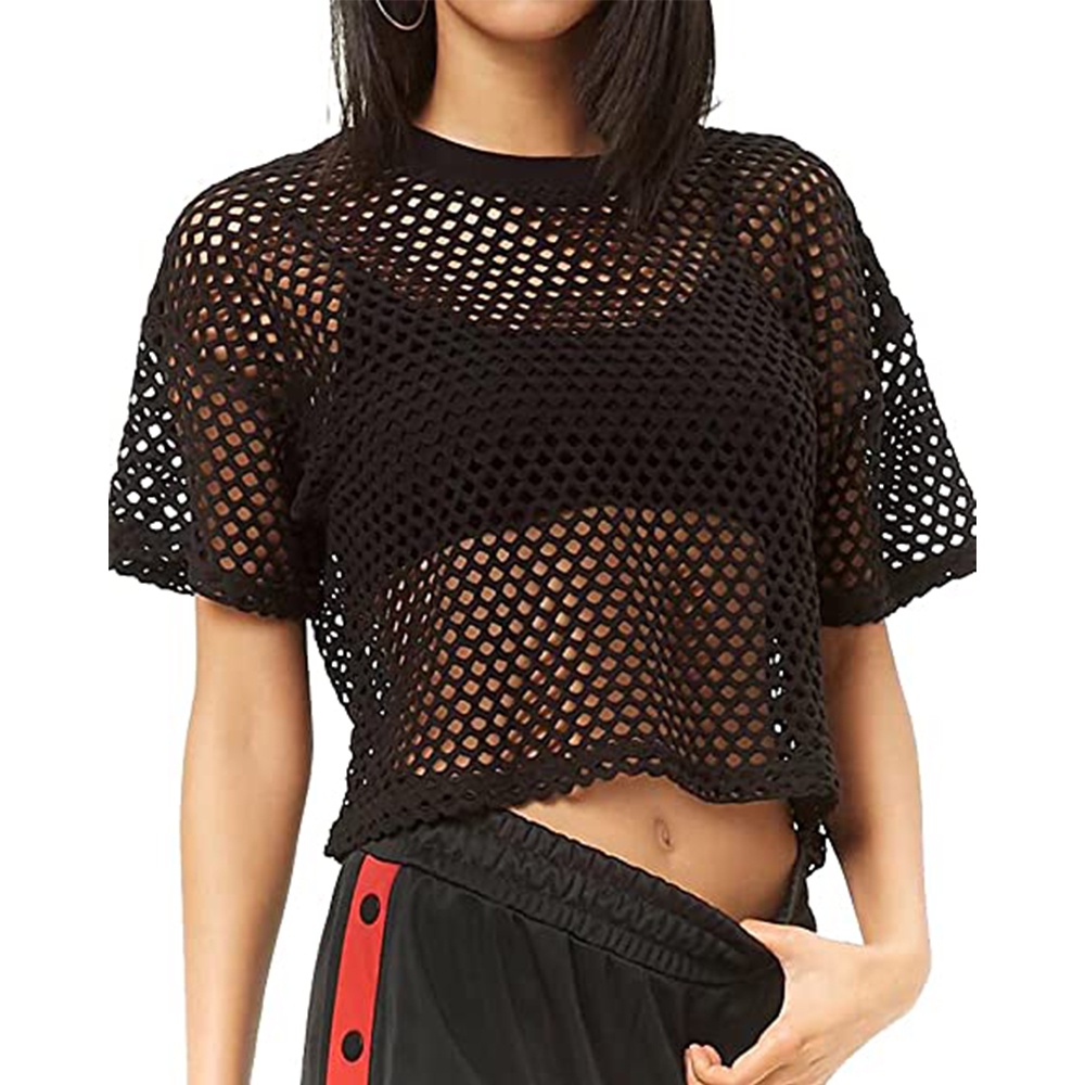 Áo Croptop Một Kích Thước Dạng Lưới Gợi Cảm Cho Nữ