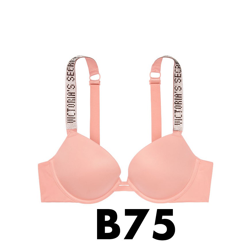 (34B/B75 - Bill Mỹ) - Áo ngực hồng đính hạt lấp lánh (93) Very Sexy, Rose Tan, nâng ngực - Victoria's Secret USA