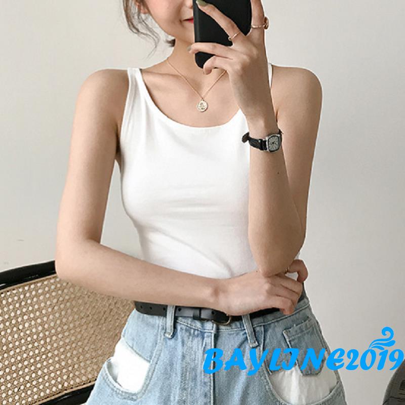 Áo Croptop Không Tay Cổ Chữ U Thời Trang Cho Nữ Đen