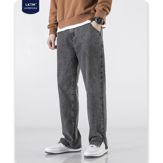 Quần jean ống suông xẻ gấu SD6927 vải denim cao cấp