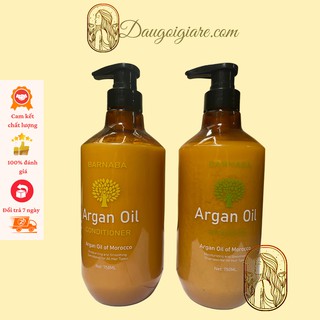 Dầu gội xả BARNABA Argan Oil 750ml x2 chống rụng tóc phục hổi tóc hư tổn chuyên dụng cho SALON