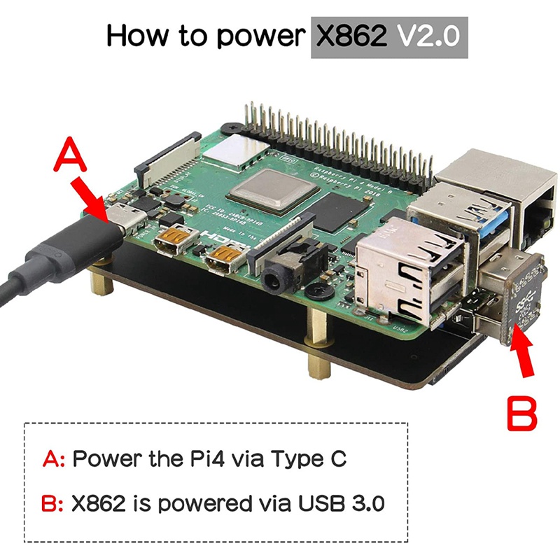 Bảng mạch mở rộng X862 V2.0 M.2 NGFF SATA SSD V2.0 cho Raspberry Pi 4B | WebRaoVat - webraovat.net.vn