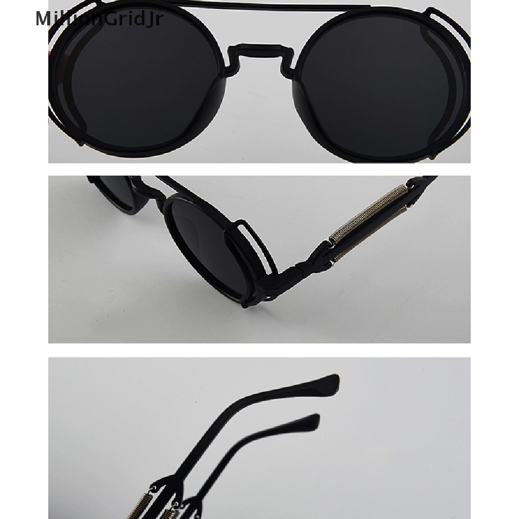 MLG Punk Steampunk Sunglasses Retro Men's Round Punk Eyewear Women UV400 Sunglasses JR
