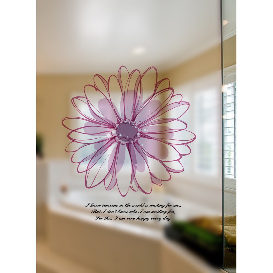 Decal dán kính Cao Cấp - Tranh vẽ Hoa Cúc thanh nhã ( 60x58 )