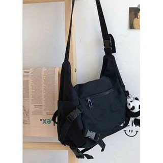 Túi đeo chéo canvas cỡ lớn phong cách unisex siêu đẹp kèm phụ kiện