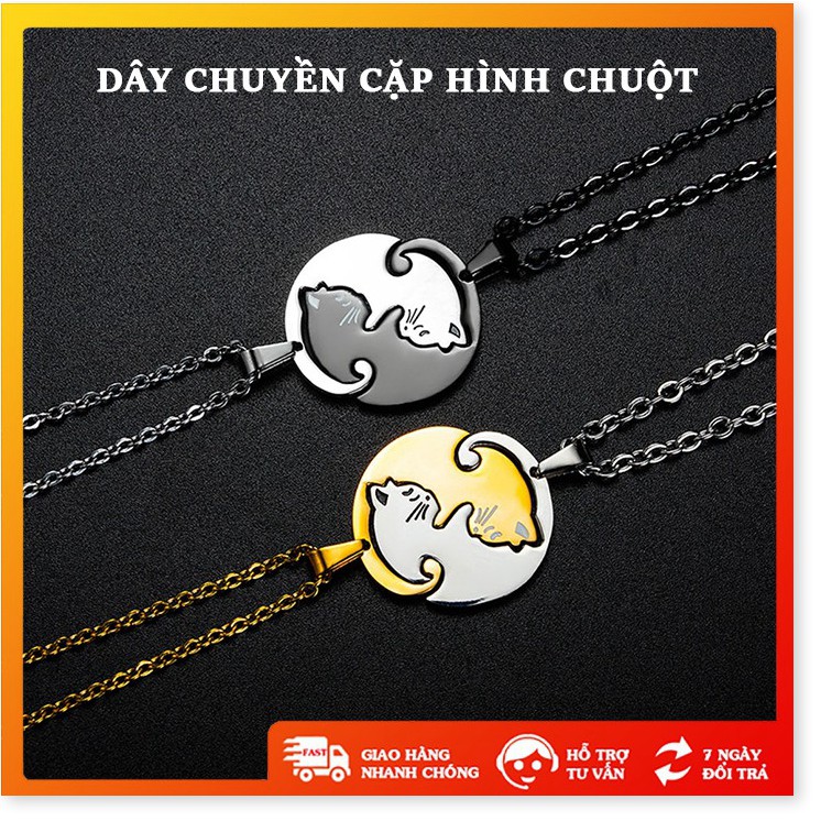 Trang sức - Xả Kho - Dây chuyền cặp hình chuột ôm nhau siêu dễ thương bằng thép bền đẹp