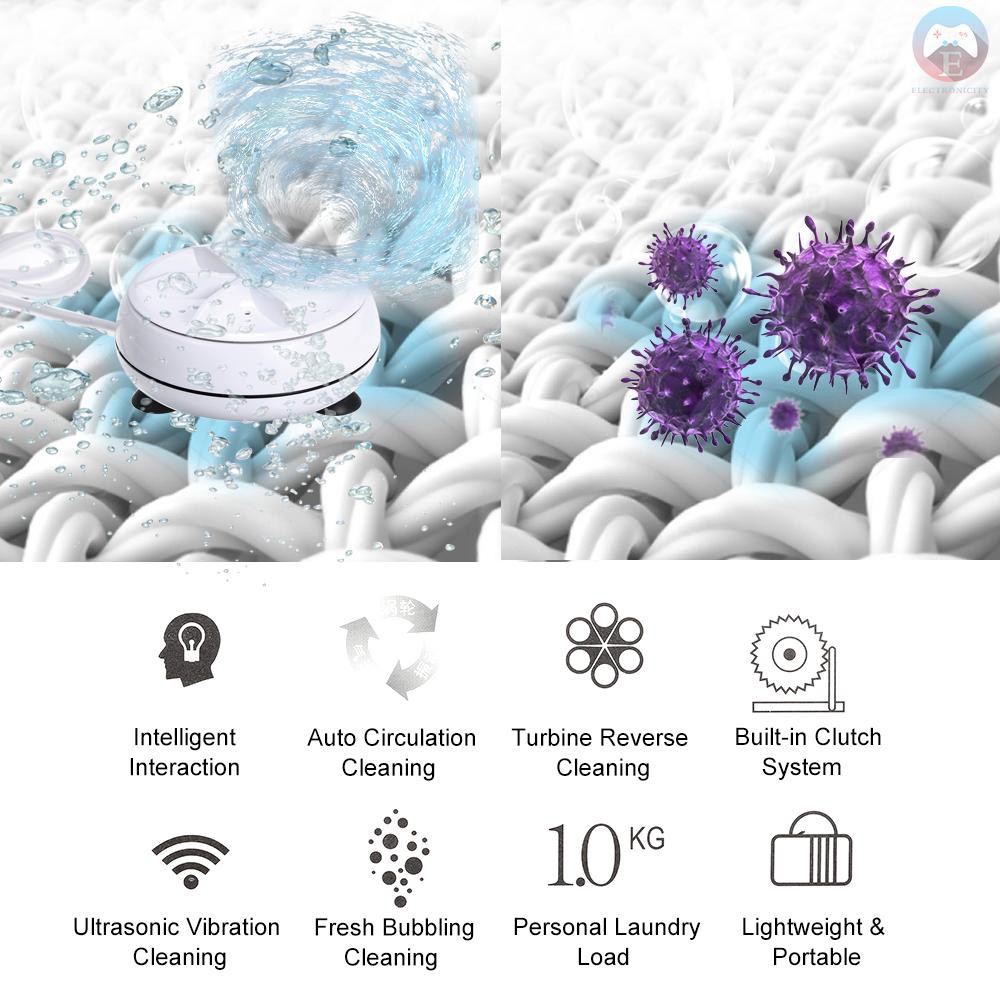 Máy Giặt Mini 2 Trong 1 Sử Dụng Sóng Siêu Âm Kèm Dây Cáp Usb Tiện Dụng