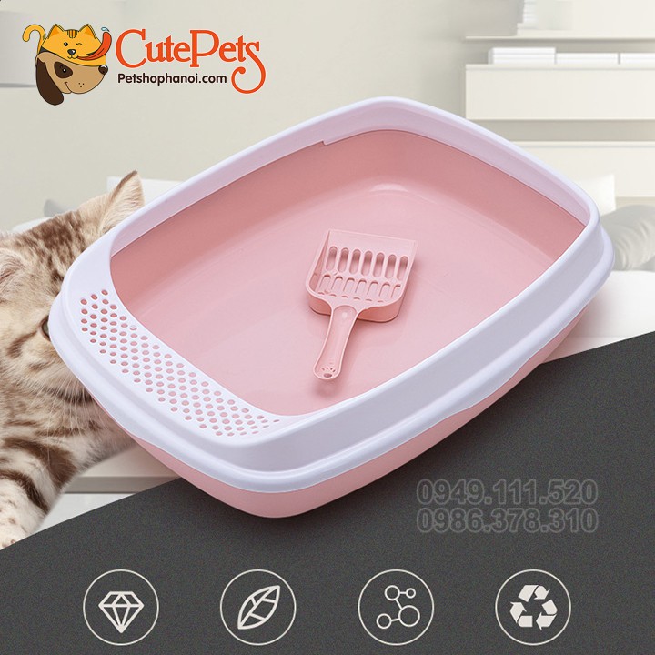 [Tặng xẻng] Khay đựng cát vệ sinh cho mèo kèm xẻng - CutePets Phụ kiện chó mèo Pet Shop Hà Nội