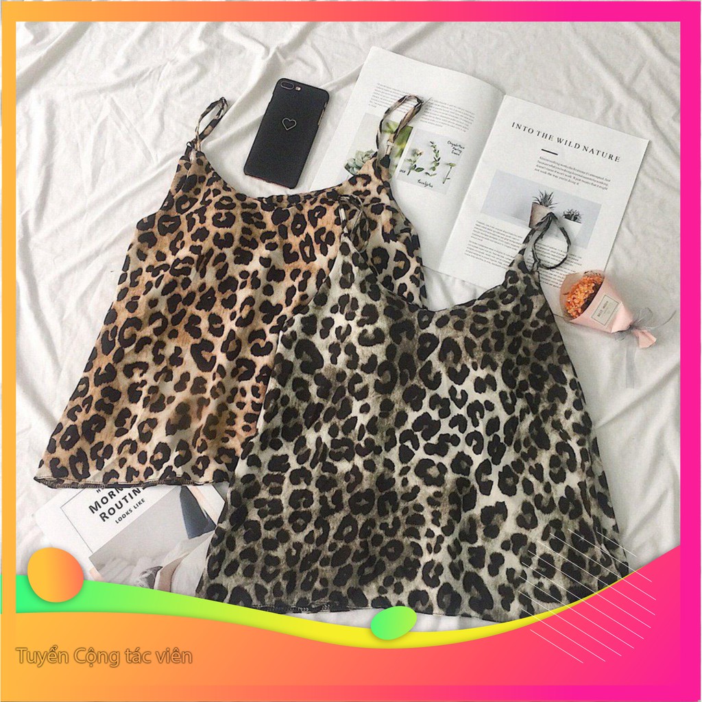 Dọn kho 1121A11B1 Áo hai dây voan da beo Dọn kho