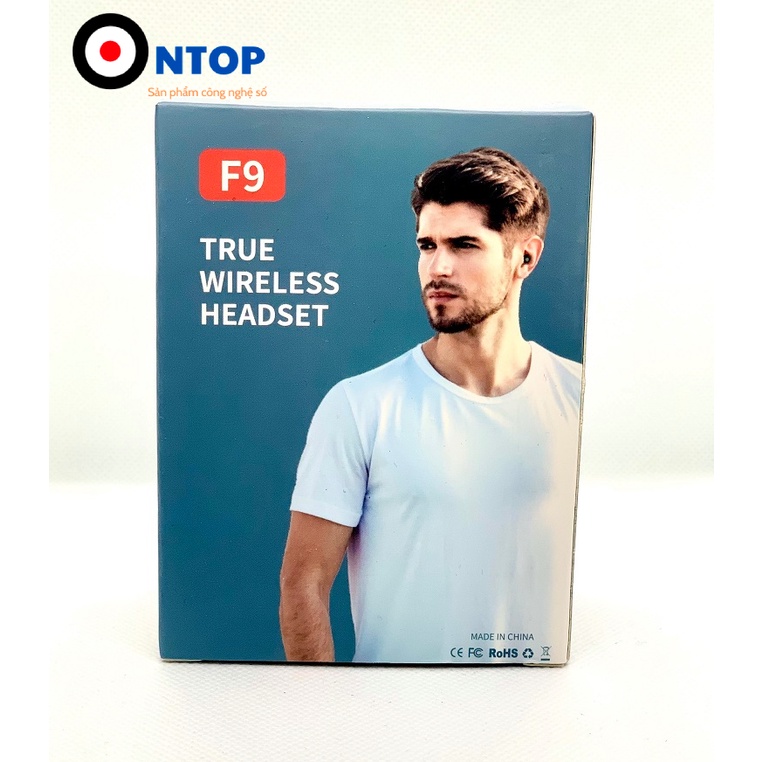 Tai nghe bluetooth AMOI F9 TWS 5.0 không dây bản Quốc Tế màn hình LED cảm ứng vân tay có mic chống nước IPX5 pin 2500mAh