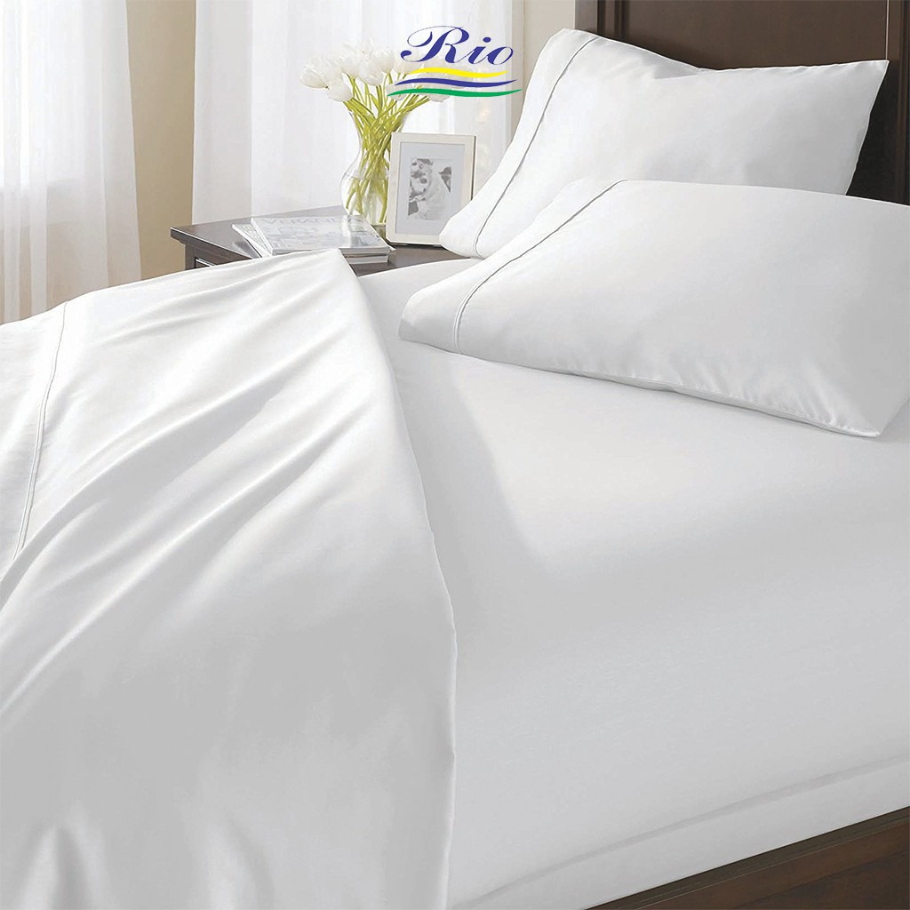 Vỏ Chăn Cotton Khách Sạn RIOTEX - Màu Trắng Trơn, Trắng Sọc khách sạn