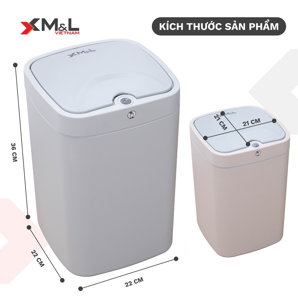 Thùng rác cảm ứng thông minh 18 lít M&amp;L B-JA-18 Royalcare - Sang trọng, thanh lịch