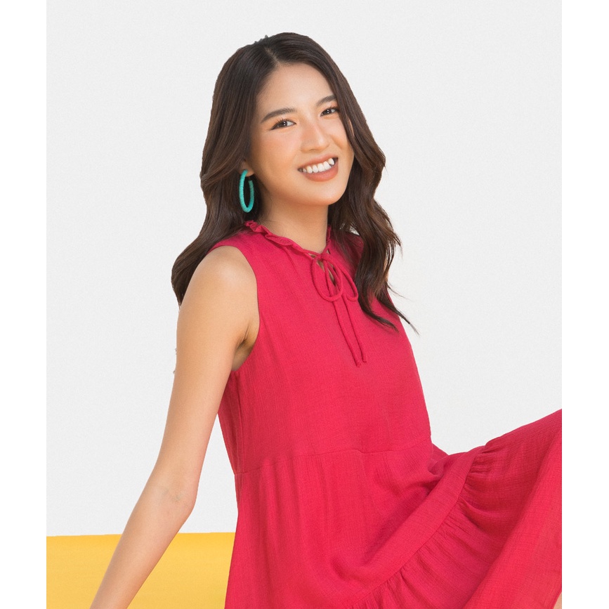 Đầm nữ thời trang HNOSS dáng suông rút nhún 2 tầng HNDLU043