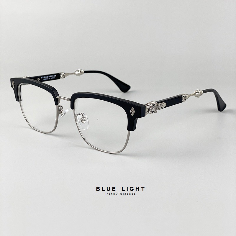 Kính Giả Cận, Gọng Kính Cận Chrome Heart Đen Nhám Clubmaster Cao Cấp - BLUE LIGHT SHOP