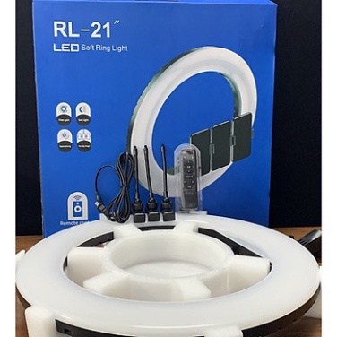 Đèn Livestream size 54 cm + chân 2m1+điều khiển+3 kẹp điện thoại, hỗ trợ chụp ảnh make up trang điểm nhiều chế độ sáng