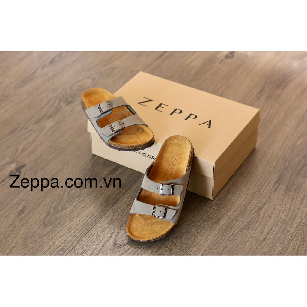 ZEPPA - Gian Hàng Chính Hãng - Da bò thật 100% - Dép đế trấu da bò nam &amp; nữ - Màu xám (Size: 35-42) XZ