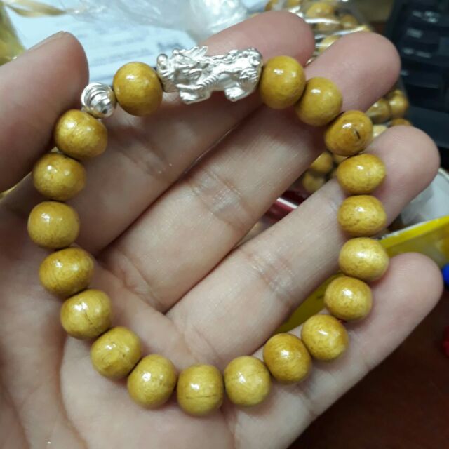 Vòng dâu tằm mix tỳ hưu bi bạc 8 li.10 li cho người lớn