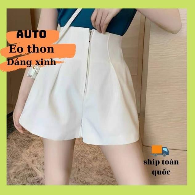 [Shorts Rẻ Và Đẹp Miễn Chê] Quần Sóc Vải Cạp Cao Hack Eo Thon Dáng Xinh, Khoá Đồng Phía Trước Siêu Sang, Nhiều Màu * *