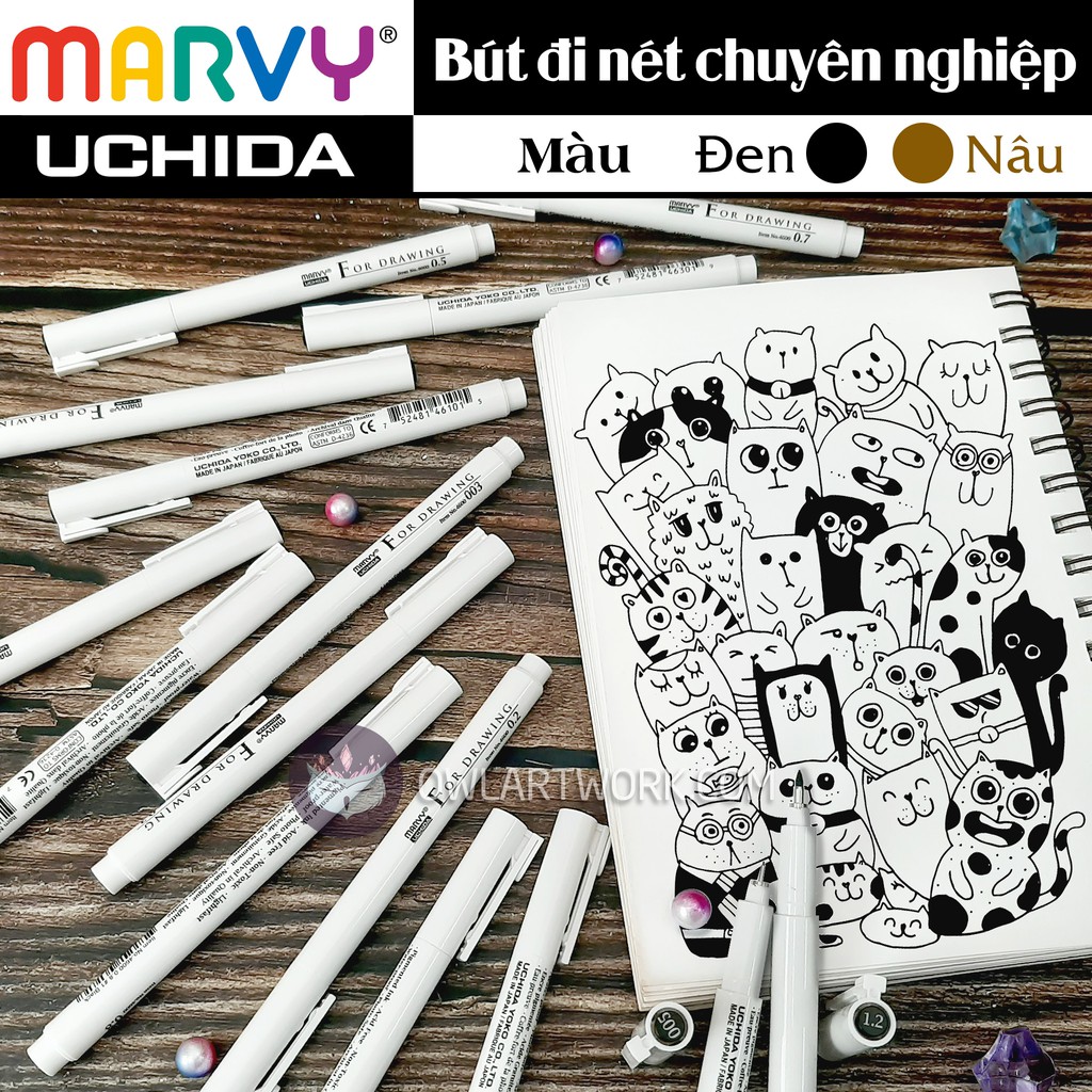 [CHÍNH HÃNG] Bút Line MARVY UCHIDA Đi Nét Chuyên Nghiệp