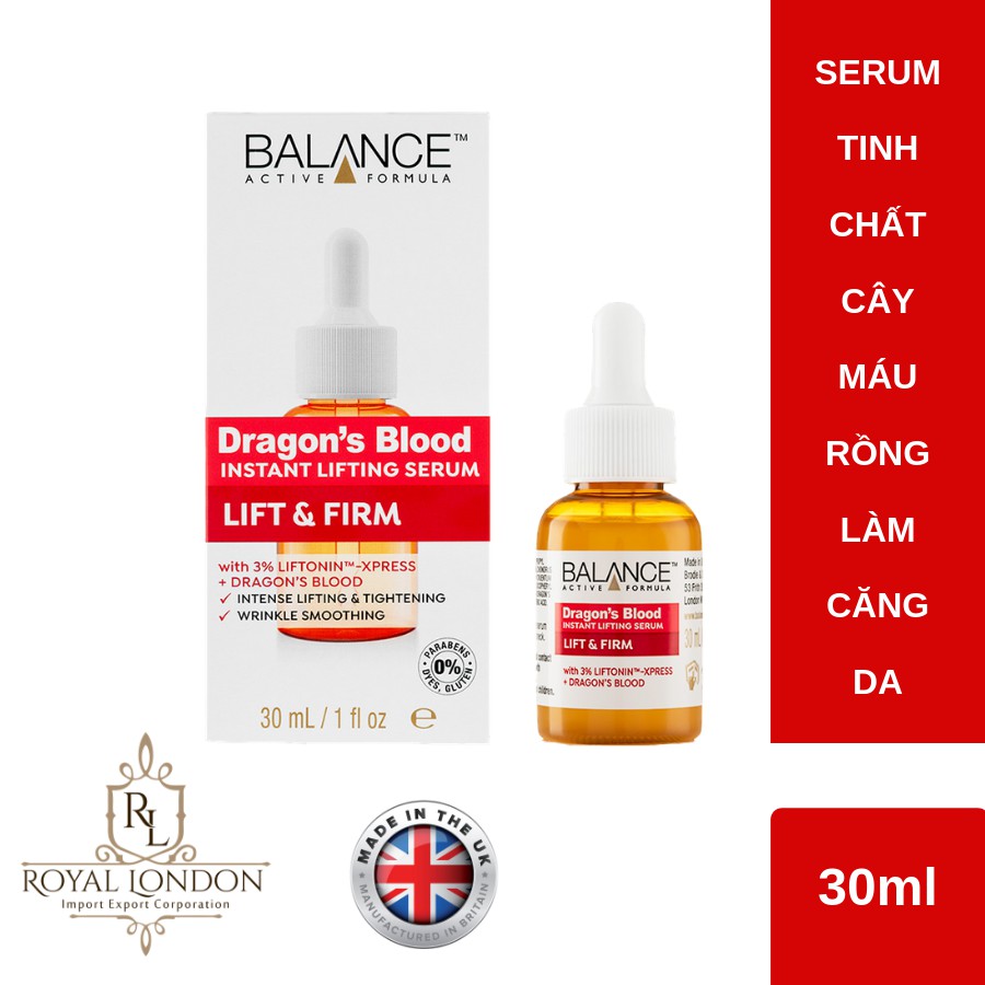 Serum Nâng Cơ, Phục Hồi Da Tinh Chất Cây Máu Rồng Balance Dragon's Blood Instant Lifting 30ml