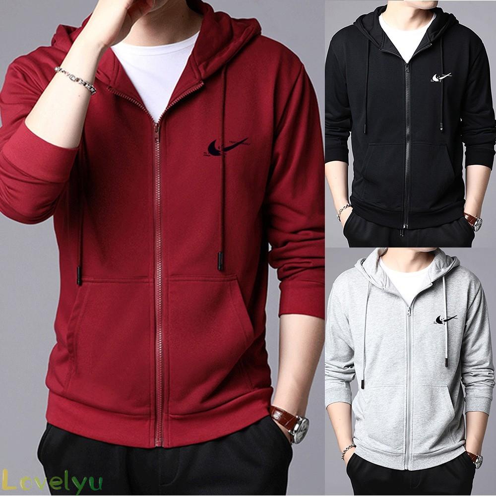 【LOVELYU】Jacket Long Sleeve Loose Style Men Outwear Regular Simplicity Solid Color【Good Quality】