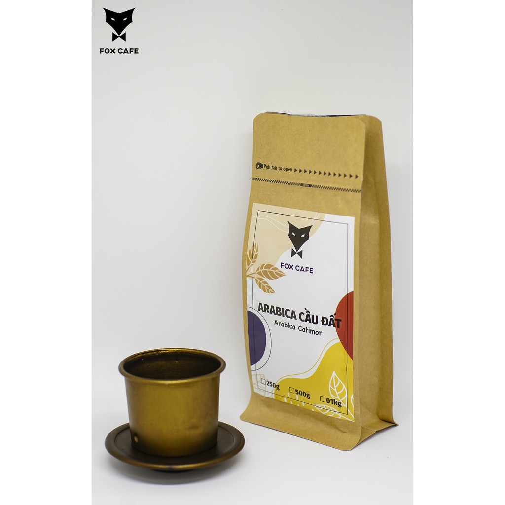 Cà phê Arabica Cầu Đất Catimor blend Typica FOX CAFE - Cafe đặc sản thích hợp làm quà tặng, đồ uống, Cold Brew 500g 250g