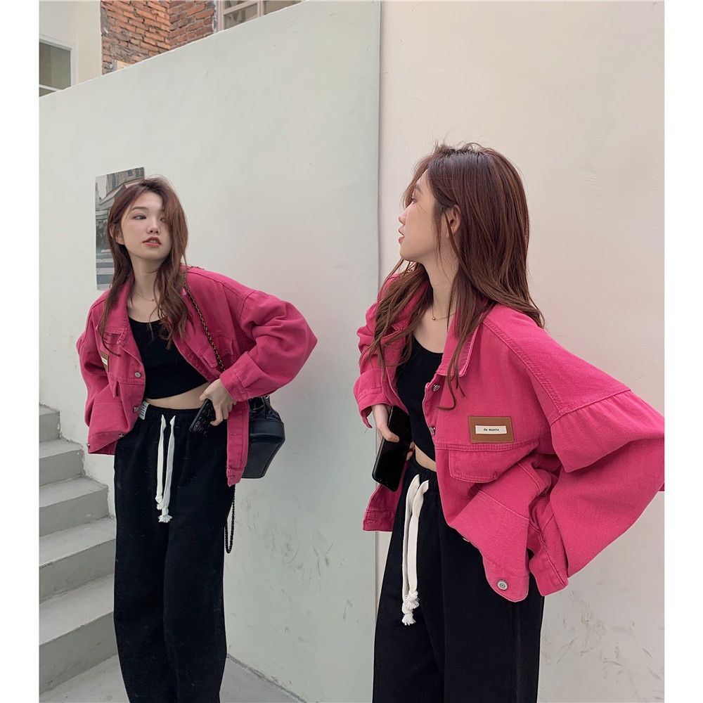 Áo Khoác denim Dáng Rộng Phong Cách retro Mỹ Thời Trang Mùa Thu Dành Cho Nữ