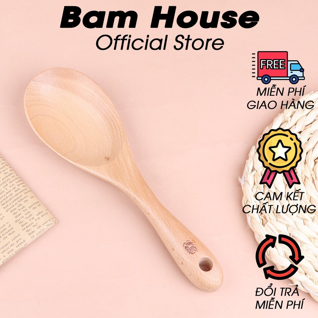 Vá gỗ múc cơm và múc canh chống dính Bam House cao cấp VGM01 – BamBam Store