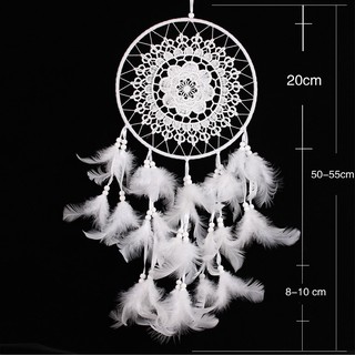 Dreamcatcher trang trí gắn lông vũ màu trắng