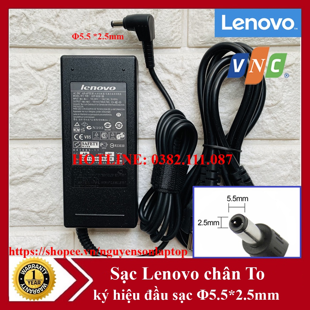 Sạc laptop Lenovo 19V - 4.74A - S400 S410 S410P Thinkpad - Kèm dây nguồn NEW 100%