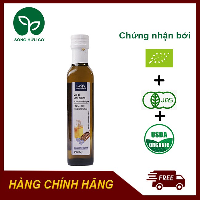 [HỮU CƠ] Dầu Hạt Lanh Ép Lạnh Hữu Cơ Cao Cấp 250ml Sottolestelle Organic bổ xung protein, chất xơ (HSD:T4/2021)