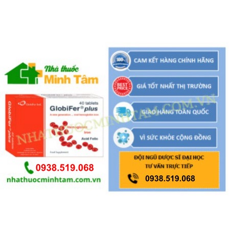 Bổ sung Sắt GLOBIFER PLUS  dành cho người thiếu máu, thiếu sắt, phụ nữ mang thai