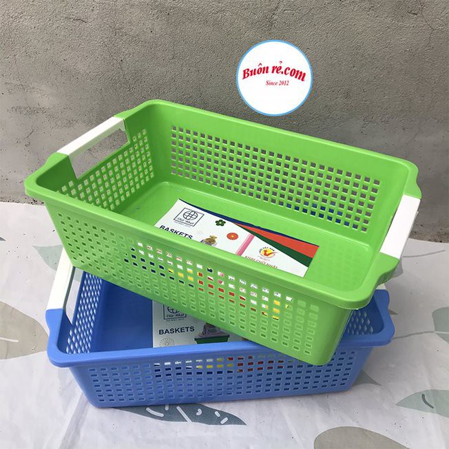 Rổ đựng đồ chữ nhật có quai cầm 1196-1197-1198 Việt Nhật - Khay chữ nhật đựng tài liệu, đồ dùng văn phòng đa năng 01371
