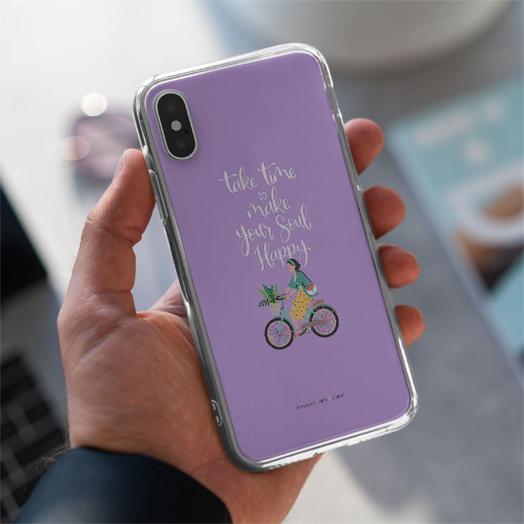 Ốp Lưng Câu nói hay make soul happy nền tím Iphone 7/7Plus/8/8Plus/X/Xs/Xs Max/11/11 Promax/12/12 Promax TXT20210116