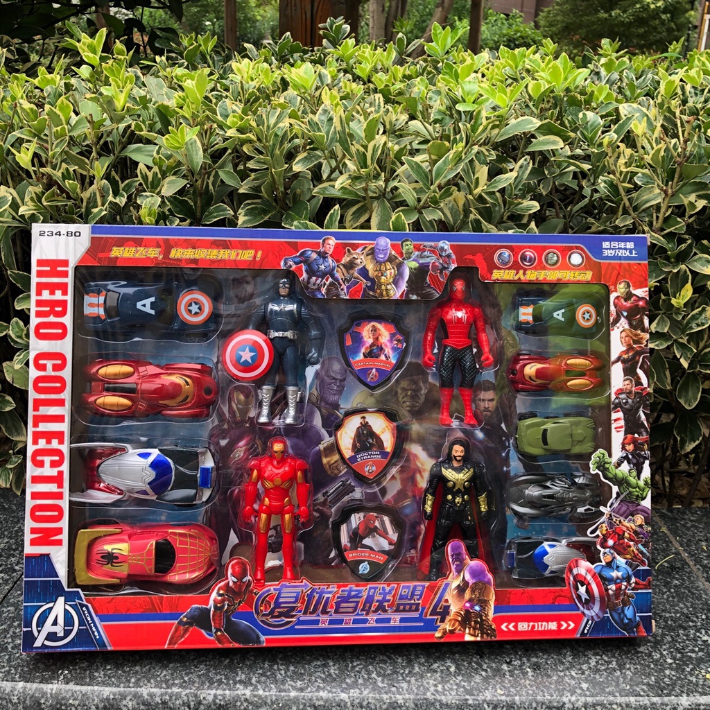MH04 - Hộp Đồ Chơi Mô Hình 4 Siêu Anh Hùng Marvel Thần Sấm Thor, Người Nhện Spider Man, Người Sắt Iron Man