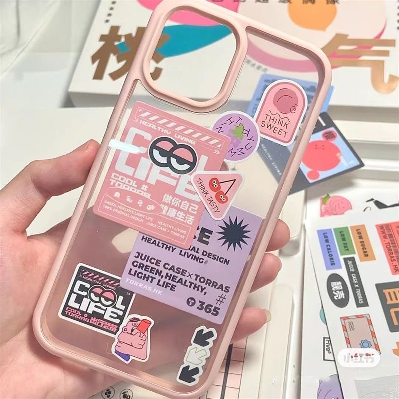Ốp Điện Thoại Màu Hồng Họa Tiết Nhãn Hiệu Cho iPhone13 xsmax/iPhone11 8plus 12/xr