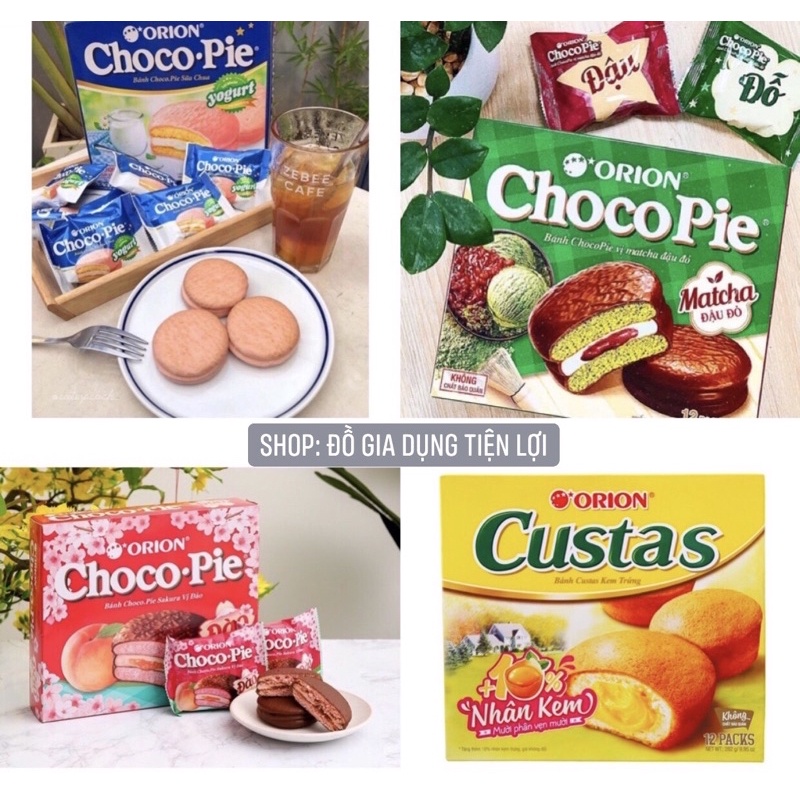 Bánh Chocopie vị Đào sakura ,Matcha Đậu Đỏ , Sữa Chua, Bánh Custas