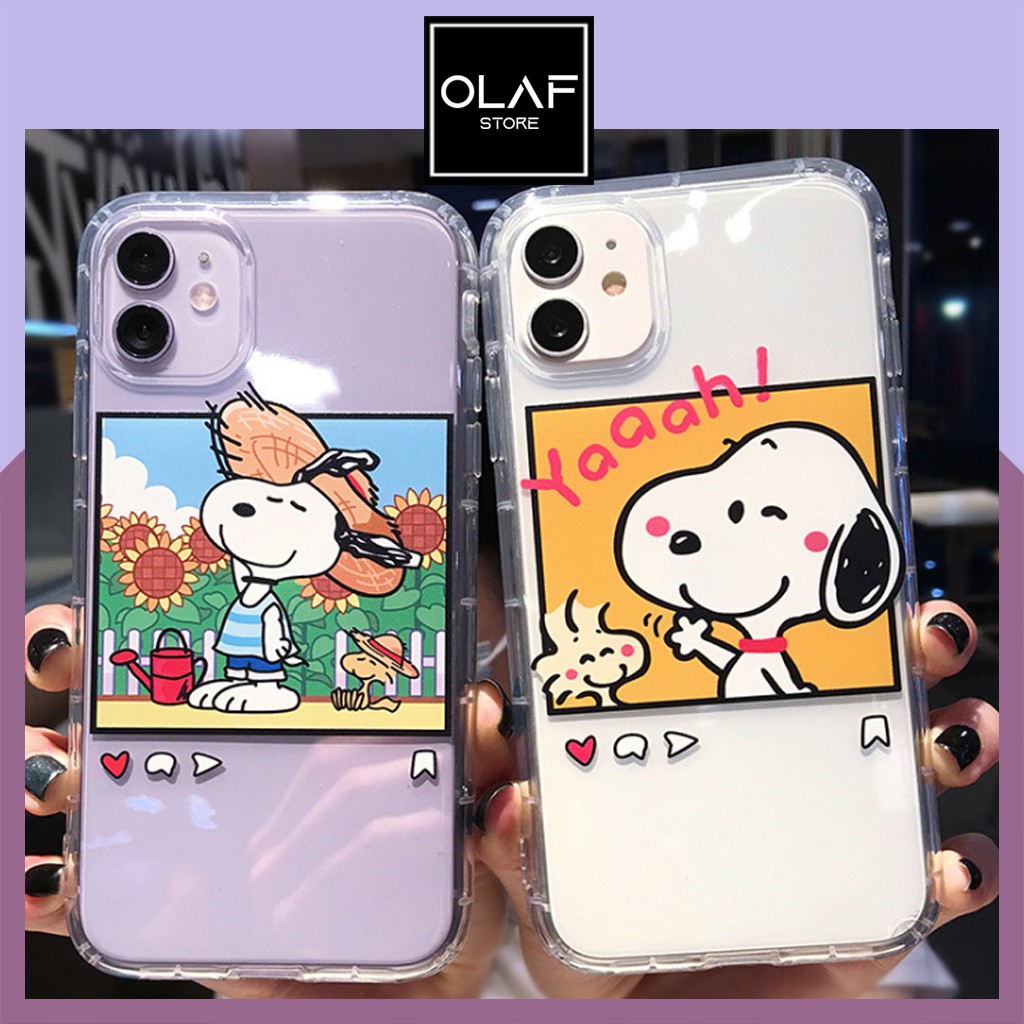 Ốp iPhone trong suốt in hình snoopy dễ thương chủ đề hoạt hình dành cho SE/7/7 plus/8/8 plus/X/XS/Xs Max/11/11 Pro Max