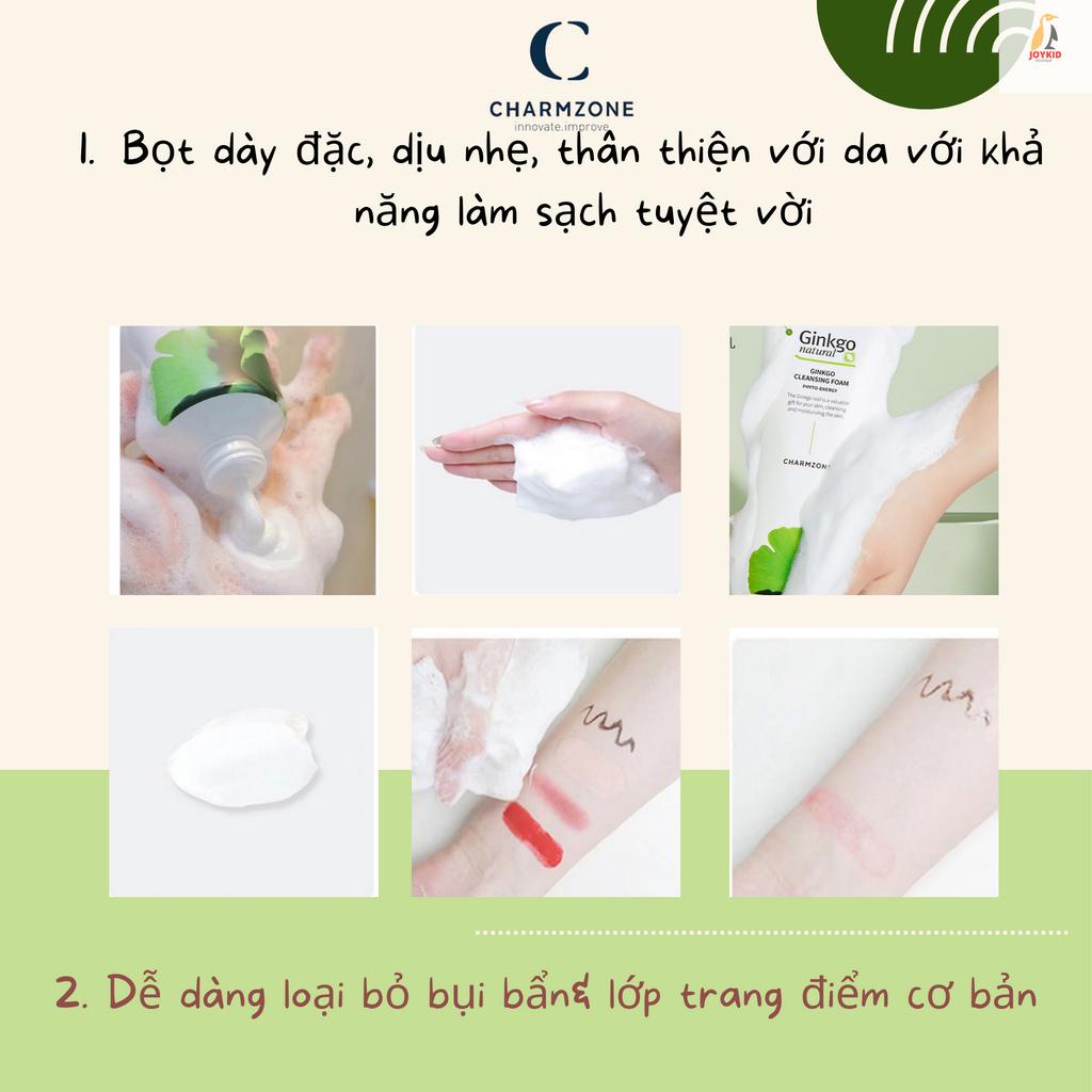 Sữa rửa mặt Ginkgo Cleansing Foam cây bạch quả làm sạch sâu, trắng sáng, dưỡng ẩm da Charmzone Hàn Quốc 200g