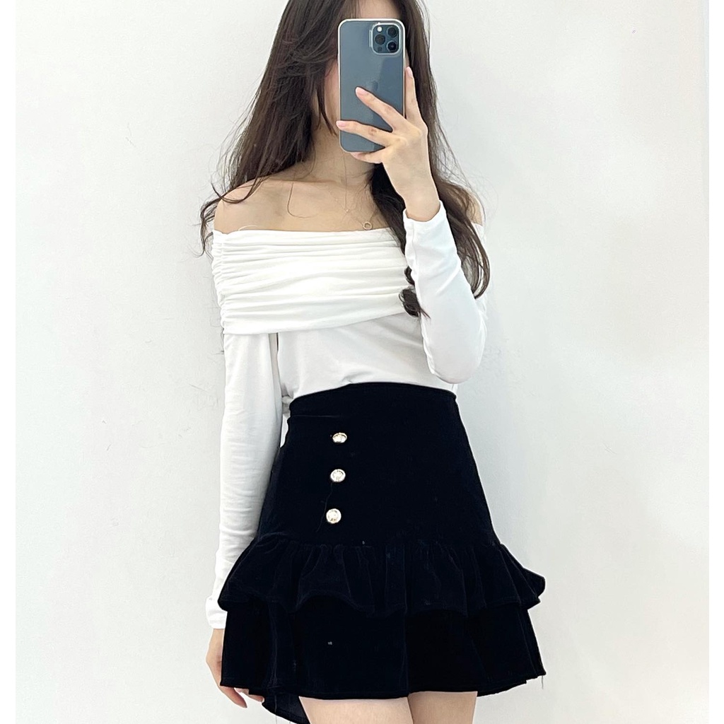 Set áo trễ vai kèm chân váy xòe Miho house