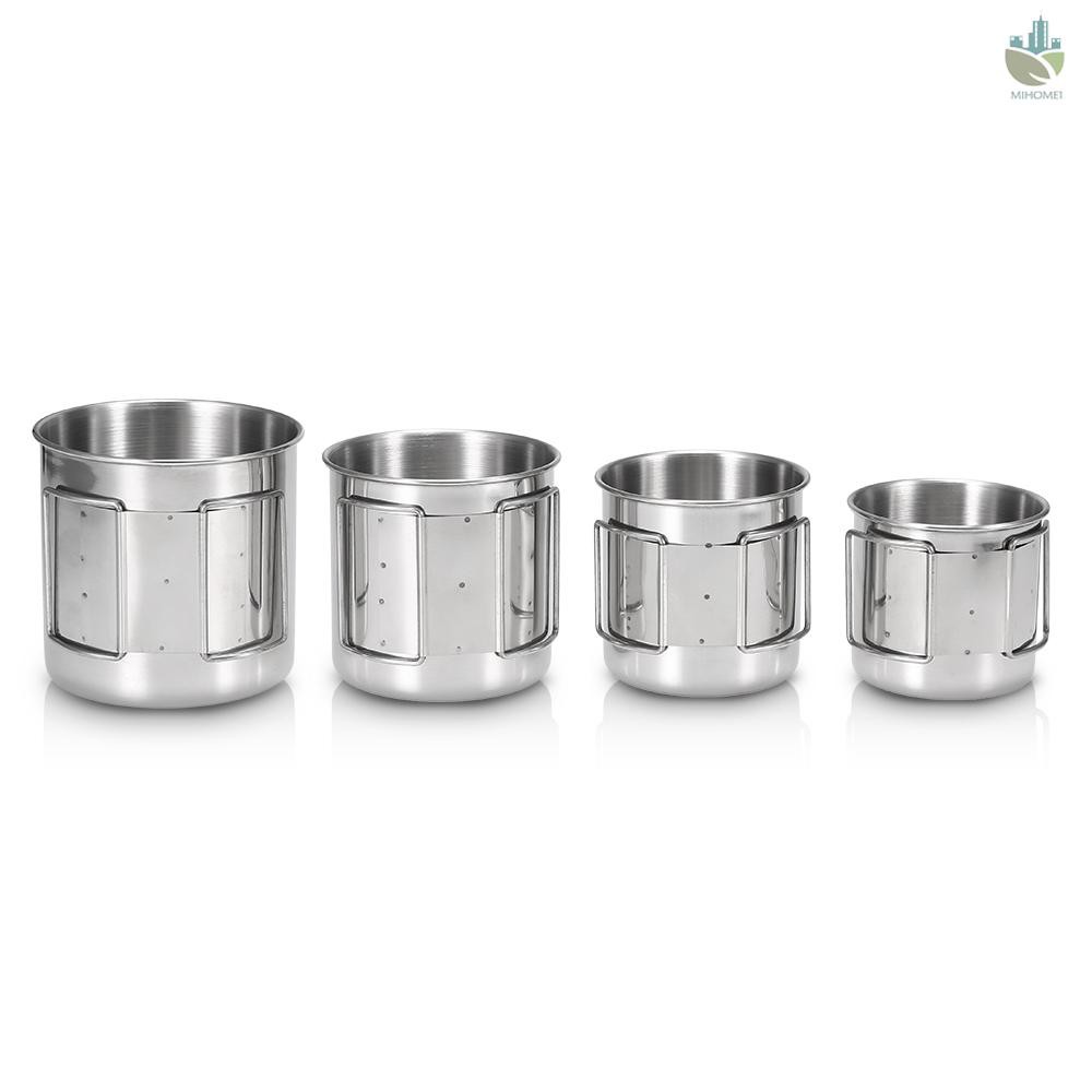 Set 4 Cốc Uống Nước Bằng Thép Không Gỉ Có Thể Xếp Gọn Tiện Lợi