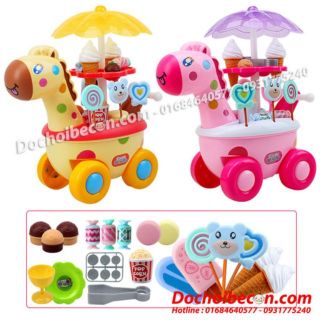 Xe kem hươu cao cổ - Loại lớn 50 chi tiết: Có đèn, nhạc, xe di chuyển được