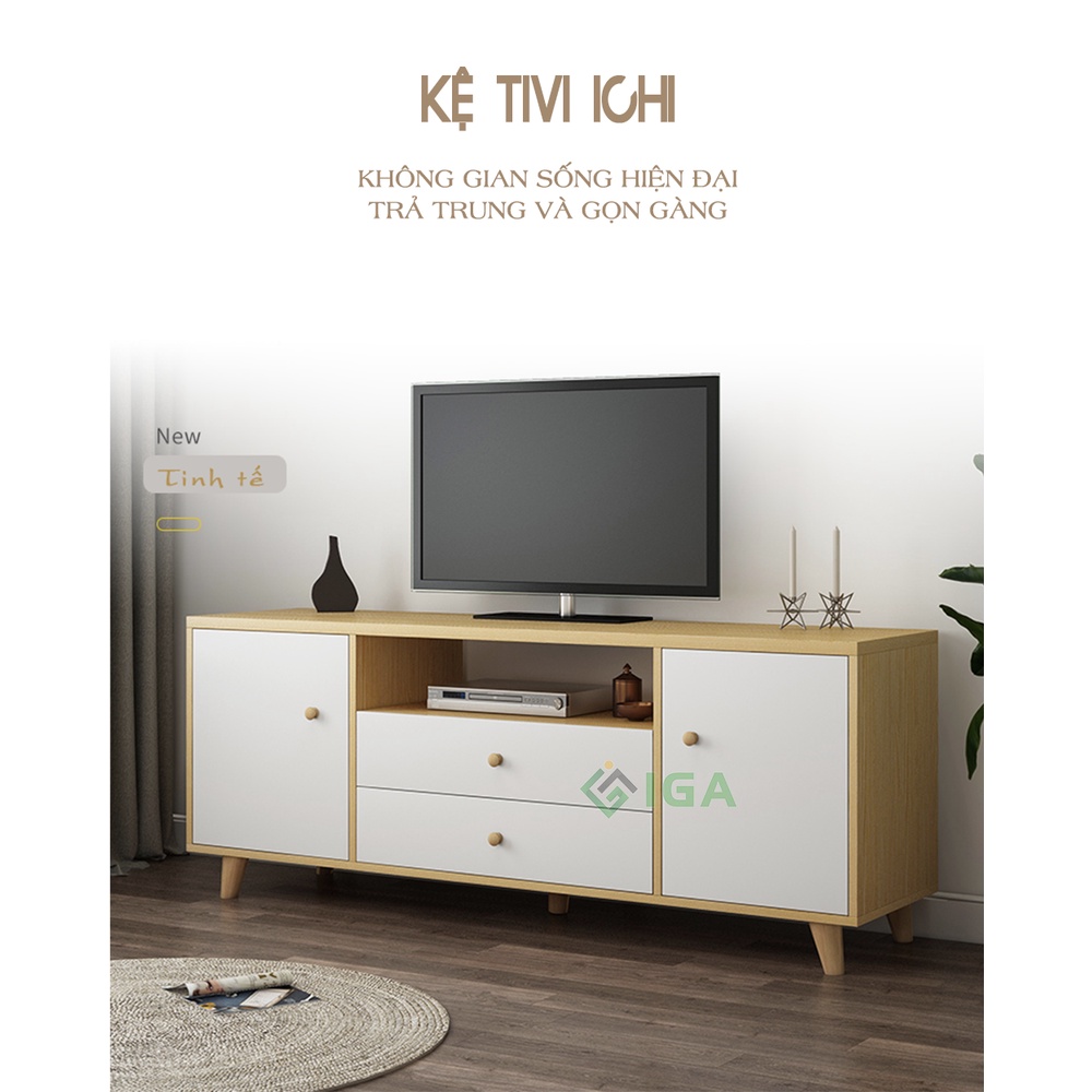 Kệ tủ ti vi để sàn 2 ngăn kéo 2 tủ phong cách bắc âu - gp142