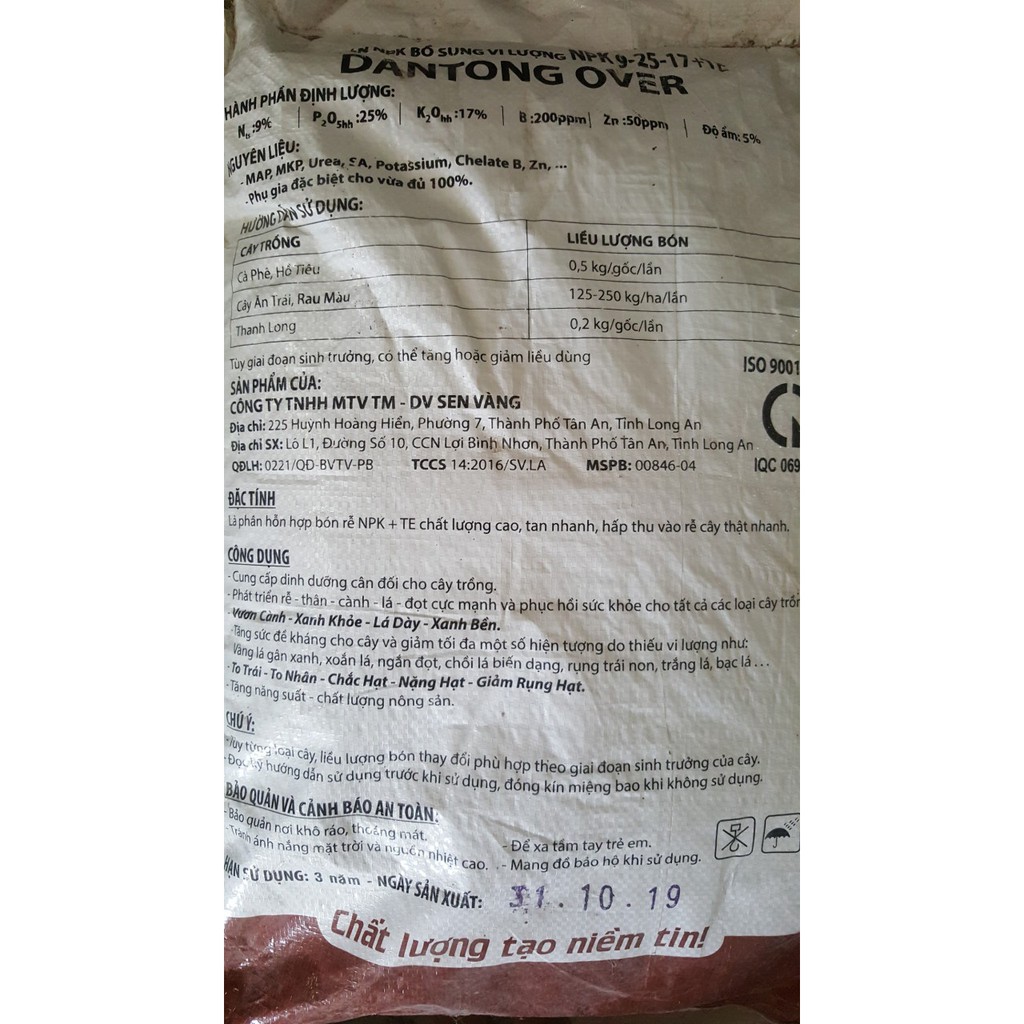Phân bón NPK 9.25.17 + TE tạo mầm hoa cực mạnh - Túi Zip 1Kg