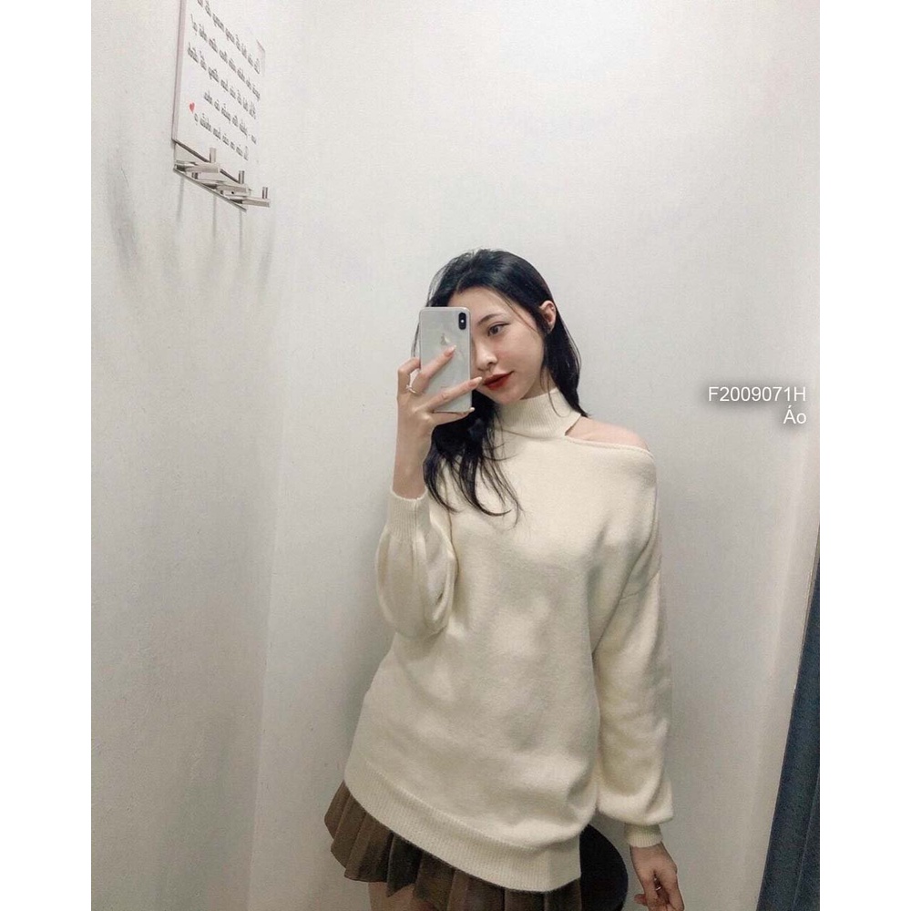 Áo len kiểu hở bên vai form rộng giấu quần tay dài hàng đẹp QC!