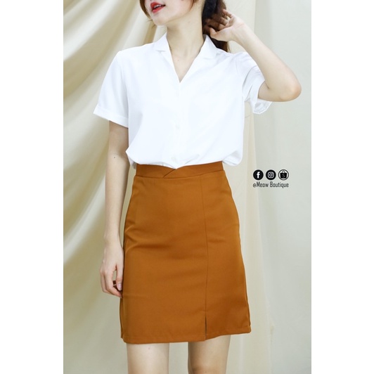 [Hình thật tự chụp] Sơ Mi Trắng Nữ Công Sở Tay Ngắn Meow Boutique